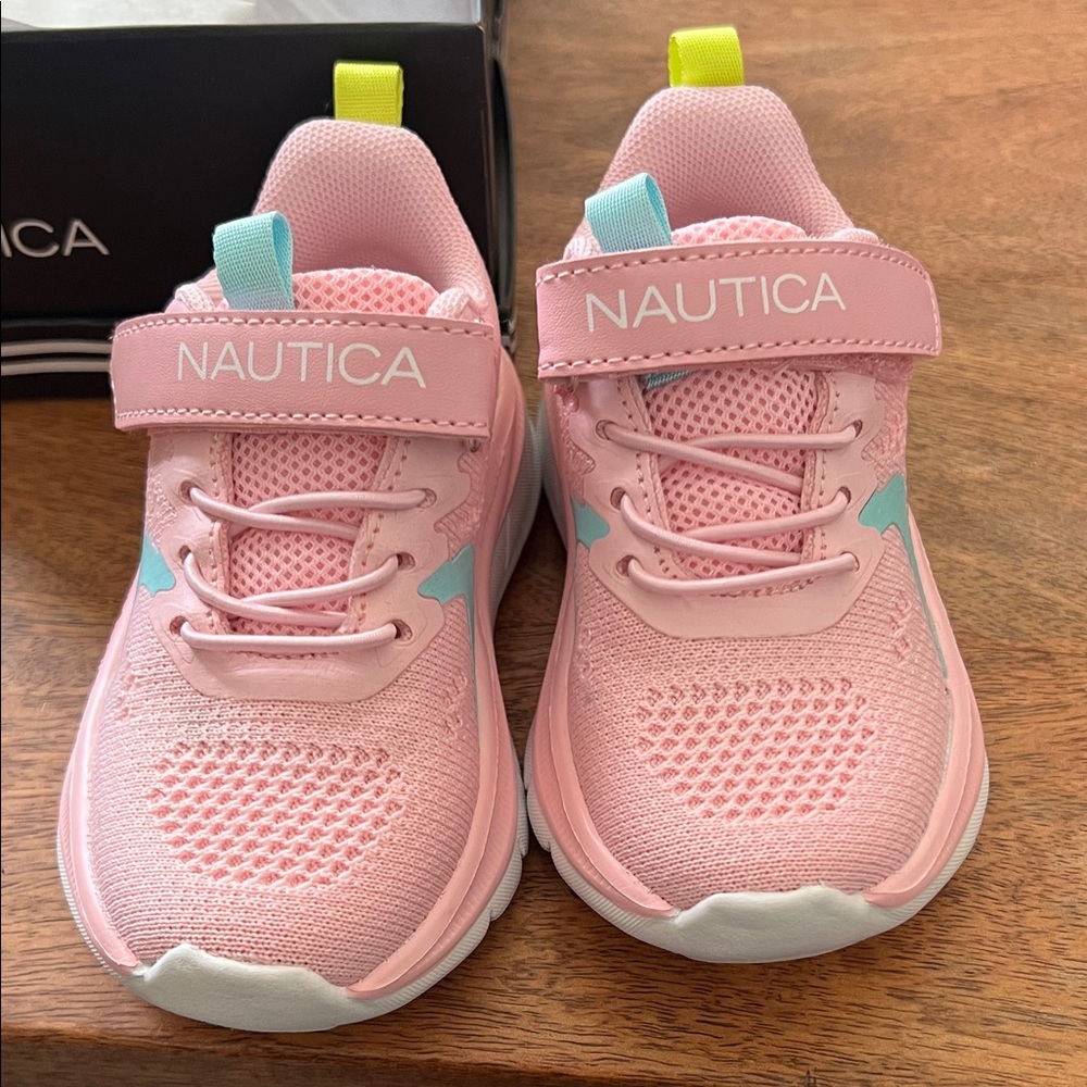 Nautica Kids Pink and Mint Hook-and-Loop Athletic Sneakers